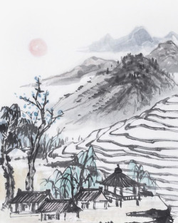 中国古风水墨柳树柳枝透明后期美化装饰设计92中国古素材