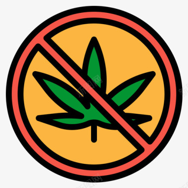 禁止大麻10线性颜色图标