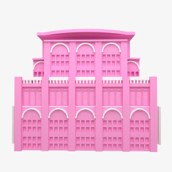 c4d粉色教堂教堂建筑学校装饰素材