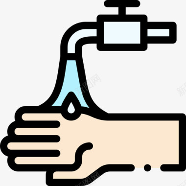 洗手社交距离21线性颜色图标