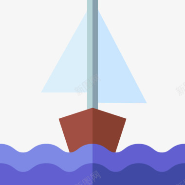 帆船探险84号扁平图标