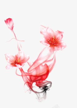 中国古风水墨花手绘水彩植物花卉装饰透明ps363中素材