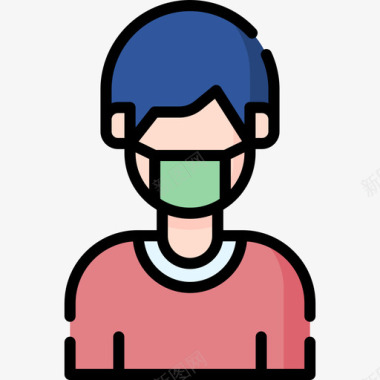 医用面罩covid防护措施2线性颜色图标