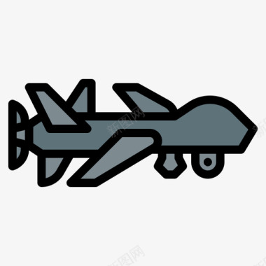无人机军用76线性颜色图标