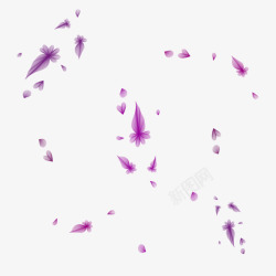 手绘卡通漂浮紫色爱心花朵素材