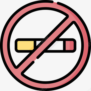 禁止吸烟38号游泳池线性颜色图标