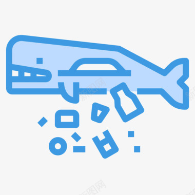 鲸鱼塑料污染24蓝色图标
