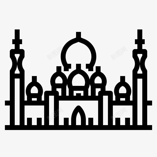 大清真寺地标43轮廓svg_新图网 https://ixintu.com 大清 清真寺 地标 轮廓
