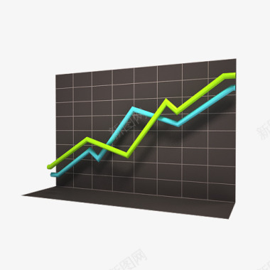 两条上涨的股票曲线图图表曲线图标视角表达图标