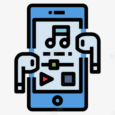 音乐智能手机应用程序13线性颜色图标