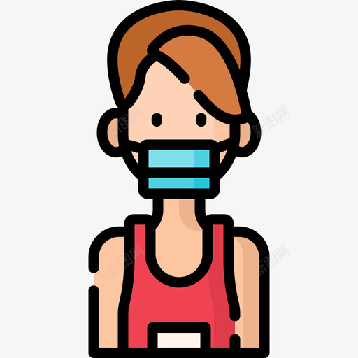 女人头像带医用面具10线性颜色svg_新图网 https://ixintu.com 女人 头像 医用 面具 线性 颜色