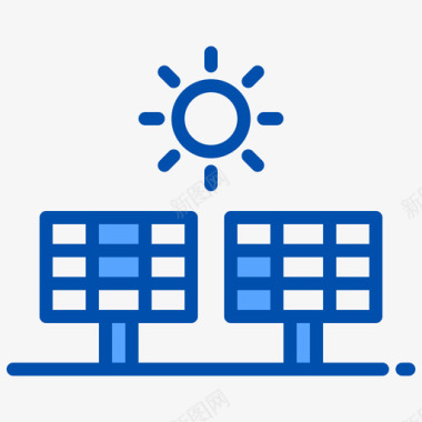 太阳能电池绿色能源蓝色图标