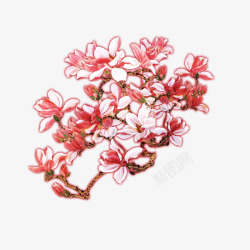 中国古风水墨花手绘水彩植物花卉装饰透明ps414中素材