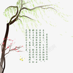 中国古风水墨柳树柳枝透明后期美化装饰设计134中国素材