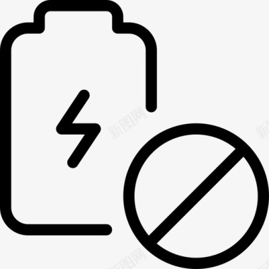 禁止电池和电源线性图标