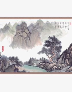 中国古风水墨山水免扣透明插画后期美化PS设计434素材