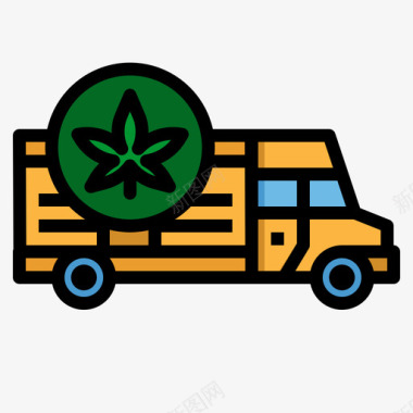 货运卡车大麻10线状颜色图标