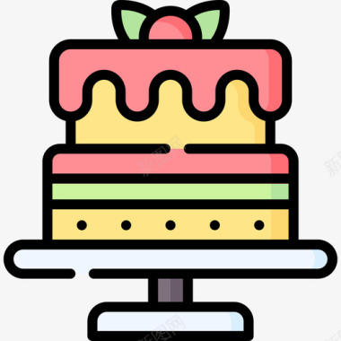 生日蛋糕晚会61线性颜色图标