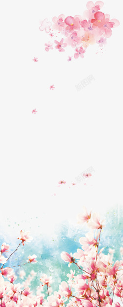 中国古风水墨花手绘水彩植物花卉装饰透明ps67中国素材