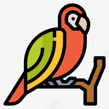 鹦鹉动物园30线性颜色图标
