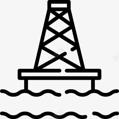 石油钻机能源和动力8线性图标