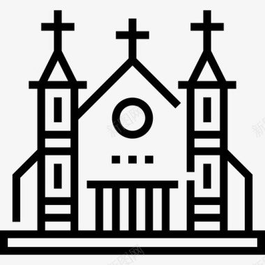 大教堂复活节38日直线形图标