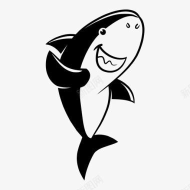 快乐鲨鱼微笑有趣的水生动物图标