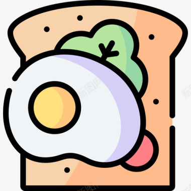 三明治烤肉57线性颜色图标