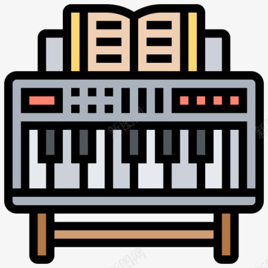 键盘摇滚乐43线性颜色图标