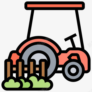 拖拉机农耕105线性颜色图标
