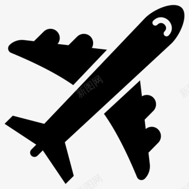 飞机喷气式飞机酒店服务字形矢量图标集图标