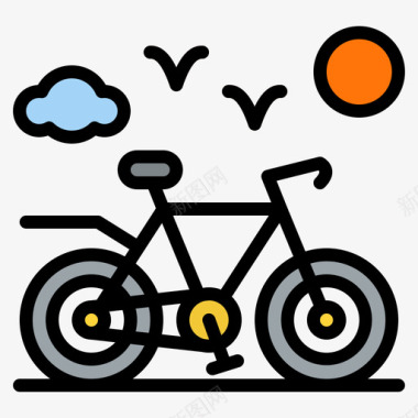 自行车生态环境11线颜色图标