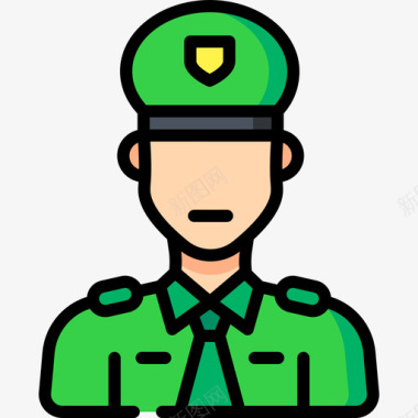 士兵工作和职业化身7线性颜色图标