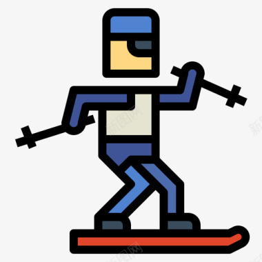 滑雪冬奥会3线条色图标
