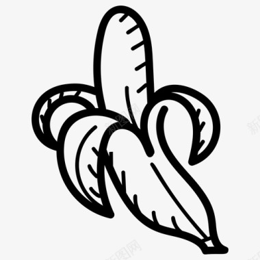 手绘香蕉纤维水果食品图标