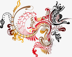 手绘水彩凤凰水墨火焰中国风透明图案31手绘水彩凤凰素材