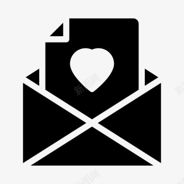 收藏夹电子邮件心形收件箱图标