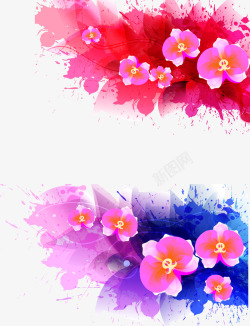 中国古风水墨花手绘水彩植物花卉装饰透明ps266中素材