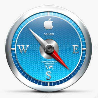 带有苹果logo的蓝色指南针图标电子科技图标