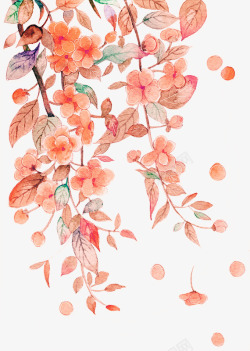 中国古风水墨花手绘水彩植物花卉装饰透明ps312中素材