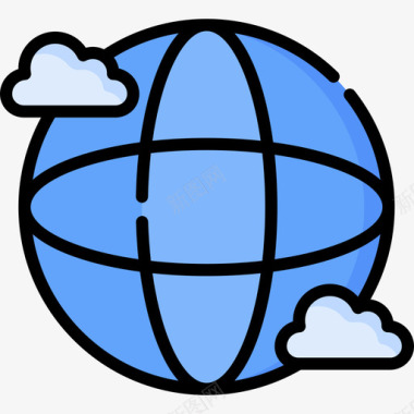 地球网格云计算网络4线颜色图标