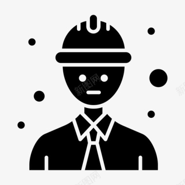安全工人线路工人男性化身实心雕文图标