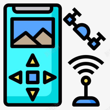 移动电话飞行器1线型颜色图标