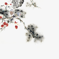 中国古风水墨花手绘水彩植物花卉装饰透明ps18中国素材