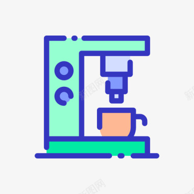 咖啡机物联网128线性颜色图标