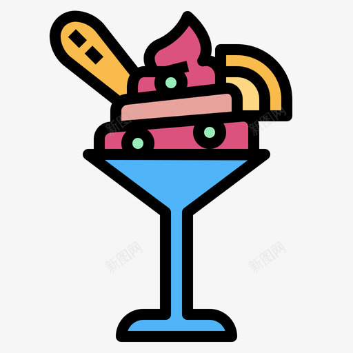 冰淇淋冰淇淋40线性颜色svg_新图网 https://ixintu.com 冰淇淋 线性 颜色