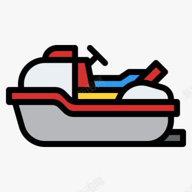 摩托艇交通工具214线性颜色图标