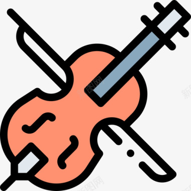 大提琴乐器61线性颜色图标