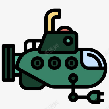 潜艇军用80线性颜色图标