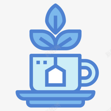 茶包咖啡厅165蓝色图标